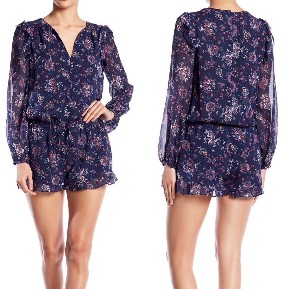 NWT Joie Cherita Floral Print Split Neck Romper